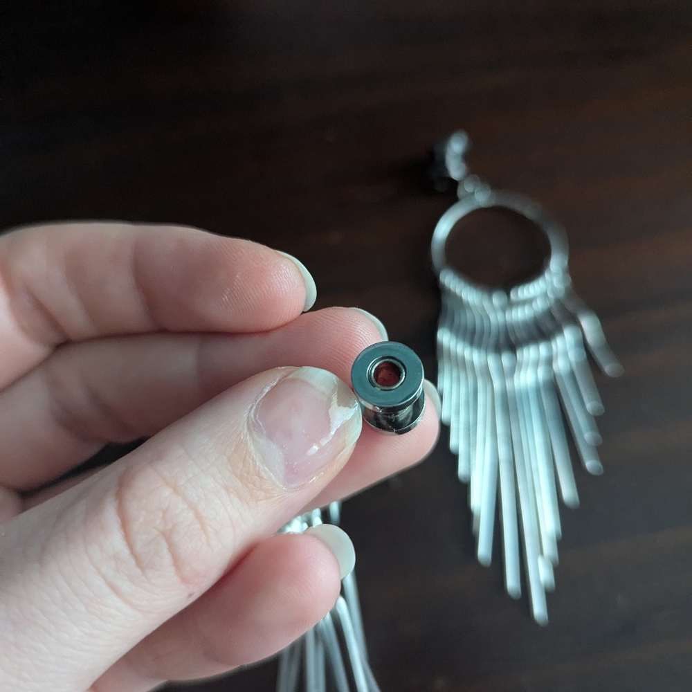 4 Gauge Surgical Steel Dangle Earrings - Picture 2 of 2